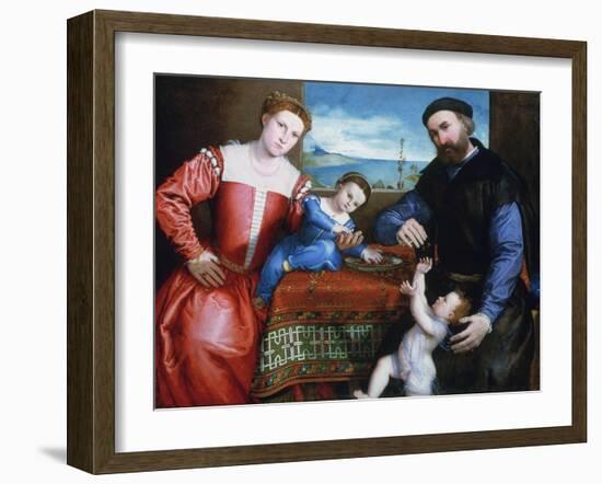 Giovanni Della Volta with His Wife and Children, C1547-Lorenzo Lotto-Framed Giclee Print