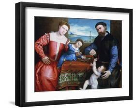 Giovanni Della Volta with His Wife and Children, C1547-Lorenzo Lotto-Framed Giclee Print