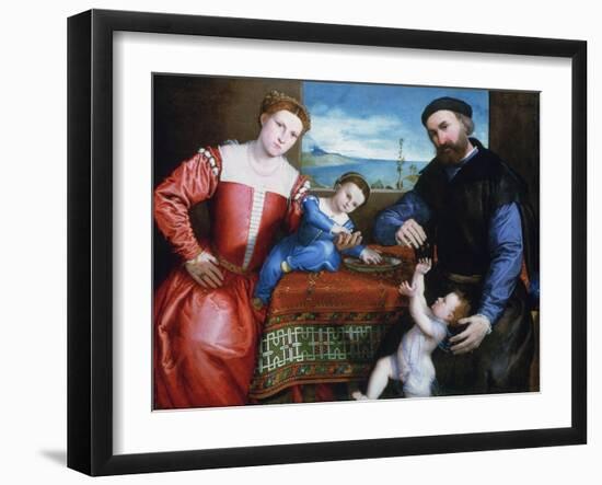 Giovanni Della Volta with His Wife and Children, C1547-Lorenzo Lotto-Framed Giclee Print