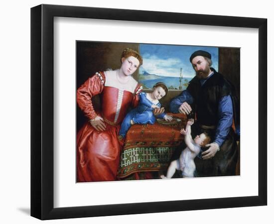 Giovanni Della Volta with His Wife and Children, C1547-Lorenzo Lotto-Framed Premium Giclee Print