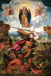 The Archangel Michael and the Devil-Giovanni Dosso Dossi-Framed Giclee Print