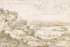Paysage boisé et vallonné, avec un clocher émergeant au loin-Giovanni Francesco Grimaldi-Stretched Canvas
