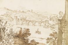 Vue du Ponte Molle, prise de la Villa Madama-Giovanni Francesco Grimaldi-Giclee Print