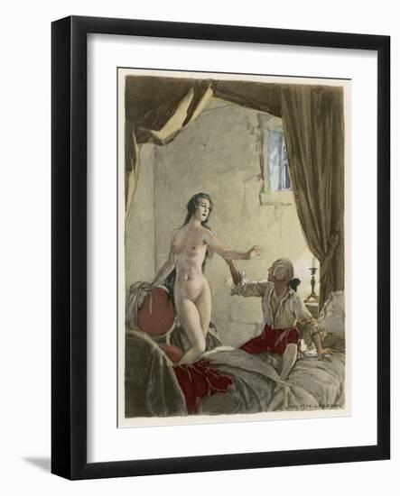 Giovanni Giacomo Casanova Italian Adventurer with His Belle Religieuse-Auguste Leroux-Framed Art Print