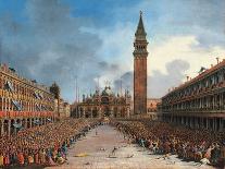 Piazza San Marco by Moonlight, Venice-Giovanni Grubacs-Stretched Canvas