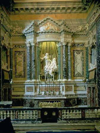 The Cornaro Chapel,Detail of the Altar with "The Ecstasy of St. Teresa"