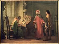 Dante Presenting Giotto to Guido Da Polenta-Giovanni Mochi-Stretched Canvas