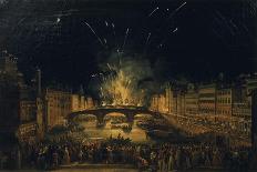 Fireworks over the Ponte alla Carraia, Florence in celebration of the feast of St. John the Baptist-Giovanni Signorini-Laminated Giclee Print