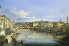 Lungarno in Florence-Giovanni Signorini-Stretched Canvas