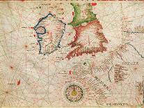 The French Coast, England, Scotland and Ireland, from a Nautical Atlas, 1520 (Detail)-Giovanni Xenodocus da Corfu-Framed Stretched Canvas