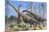 Giraffatitan and Dicraeosaurus Dinosaurs Grazing in a Prehistoric Environment-null-Mounted Premium Giclee Print
