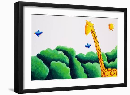 Giraffe and Birds, 2002-Julie Nicholls-Framed Giclee Print