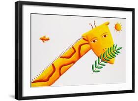 Giraffe and Leaves, 2002-Julie Nicholls-Framed Giclee Print