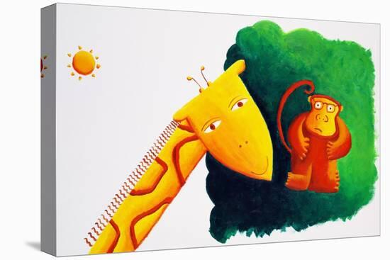 Giraffe and Monkey, 2002-Julie Nicholls-Stretched Canvas