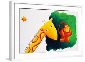 Giraffe and Monkey, 2002-Julie Nicholls-Framed Giclee Print