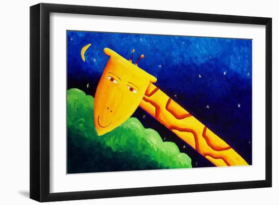Giraffe and Moon, 2002-Julie Nicholls-Framed Giclee Print
