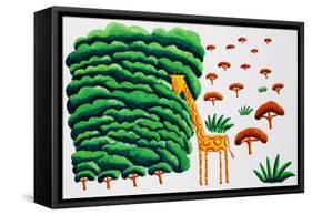 Giraffe and Trees, 2002-Julie Nicholls-Framed Stretched Canvas