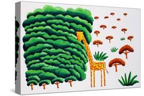 Giraffe and Trees, 2002-Julie Nicholls-Stretched Canvas