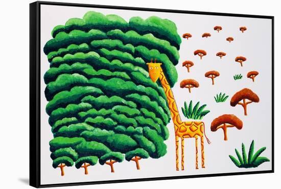 Giraffe and Trees, 2002-Julie Nicholls-Framed Stretched Canvas