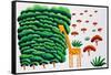 Giraffe and Trees, 2002-Julie Nicholls-Framed Stretched Canvas