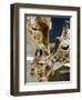 Giraffe Calf is Seen with Her Father and Her Mother at the Berlin Zoo-null-Framed Premium Photographic Print