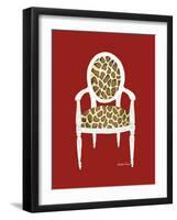 Giraffe Chair on Red-Chariklia Zarris-Framed Art Print