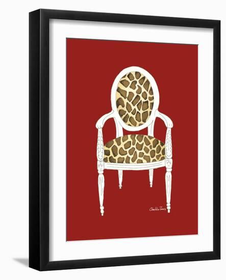 Giraffe Chair on Red-Chariklia Zarris-Framed Art Print