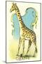 Giraffe Drawing-null-Mounted Art Print
