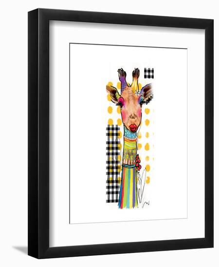 Giraffe Giselle-Lucy Cloud-Framed Art Print