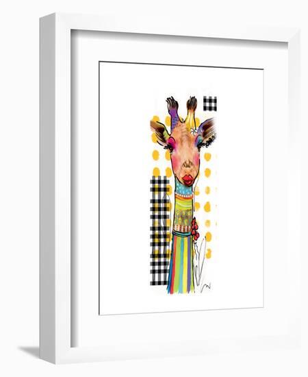 Giraffe Giselle-Lucy Cloud-Framed Art Print