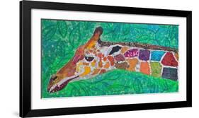 Giraffe Green-null-Framed Art Print