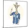 Giraffe Hipster Pointing Up-Olga_Angelloz-Mounted Art Print