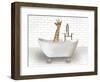 Giraffe In Bathtub-Matthew Piotrowicz-Framed Art Print