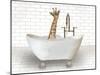 Giraffe In Bathtub-Matthew Piotrowicz-Mounted Art Print