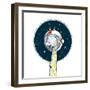 Giraffe in Outer Space-Olga_Angelloz-Framed Art Print