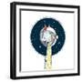 Giraffe in Outer Space-Olga_Angelloz-Framed Art Print