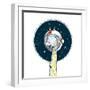 Giraffe in Outer Space-Olga_Angelloz-Framed Art Print