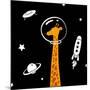 Giraffe in Space-Evgeny Bakal-Mounted Art Print