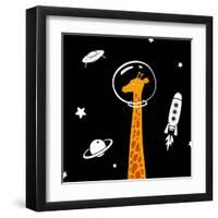 Giraffe in Space-Evgeny Bakal-Framed Art Print