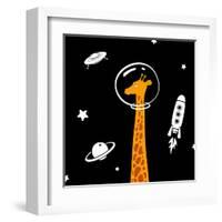 Giraffe in Space-Evgeny Bakal-Framed Art Print