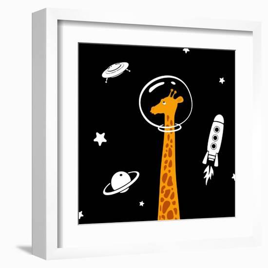 Giraffe in Space-Evgeny Bakal-Framed Art Print