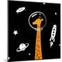 Giraffe in Space-Evgeny Bakal-Mounted Art Print