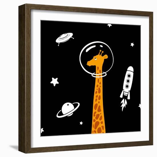 Giraffe in Space-Evgeny Bakal-Framed Art Print