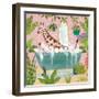 Giraffe in Tub-Farida Zaman-Framed Art Print