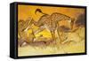 Giraffe Kicking Lion-Angus Mcbride-Framed Stretched Canvas