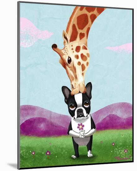 Giraffe Kisses-Brian Rubenacker-Mounted Art Print