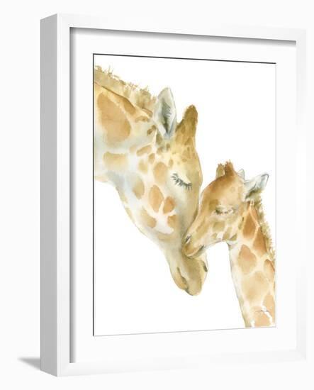 Giraffe Love on White-Katrina Pete-Framed Art Print