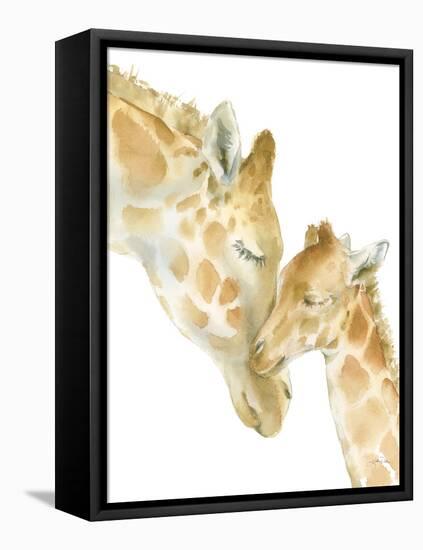 Giraffe Love on White-Katrina Pete-Framed Stretched Canvas