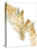 Giraffe Love on White-Katrina Pete-Stretched Canvas