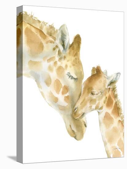 Giraffe Love on White-Katrina Pete-Stretched Canvas